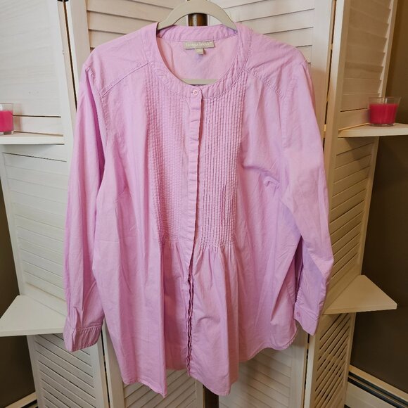 Woman Within, Plus Size 1X 22/24, Pintuck Tunic Blouse, Pink - Picture 1 of 3